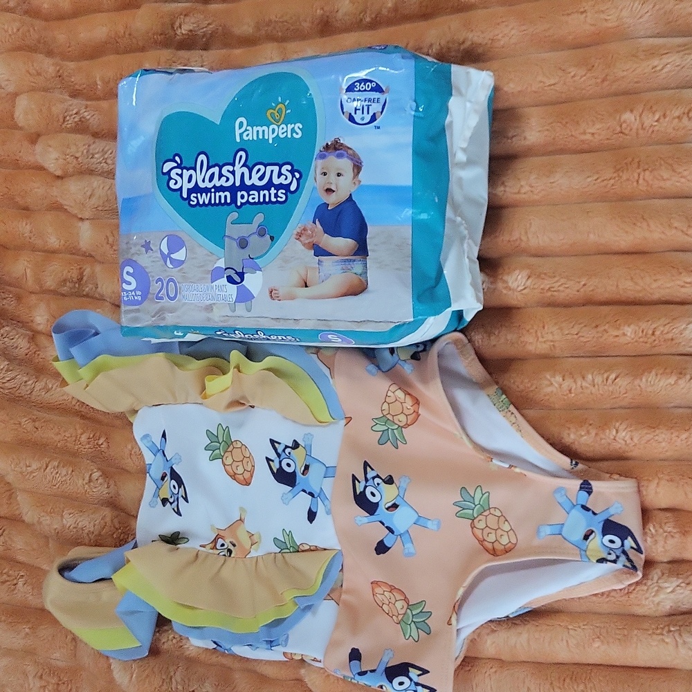 Bluey Ruffle Swimsuit for Kids 4T & Swim diapers